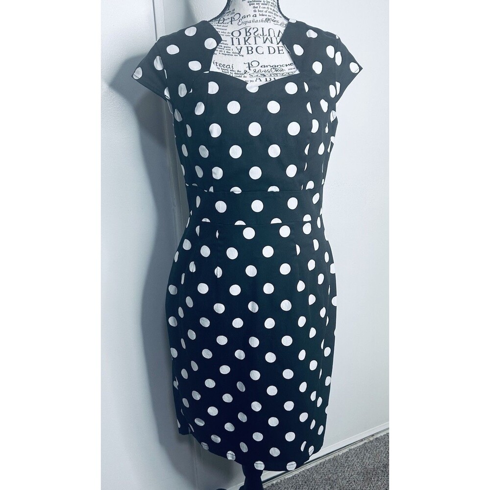 Grace Karin Polka Dot Pencil Dress Large Black White Retro Rockabilly Pinup